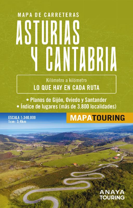 Mapa de carreteras Asturias y Cantabria 1:340.000